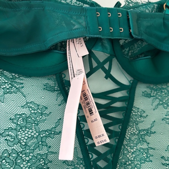 Victoria's Secret EMERALD GREEN Unlined Wicked Lace Up Teddy SOLD OUT in XL - Picture 6 of 8